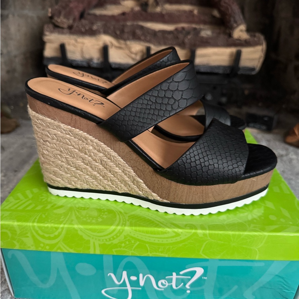 Black Wedge Sandals